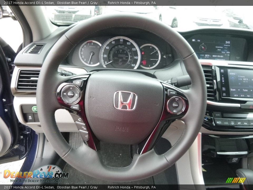 2017 Honda Accord EX-L Sedan Obsidian Blue Pearl / Gray Photo #11