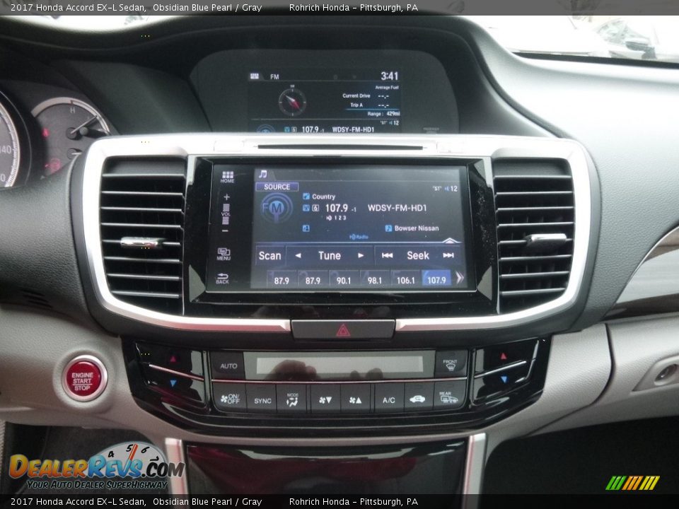 2017 Honda Accord EX-L Sedan Obsidian Blue Pearl / Gray Photo #13