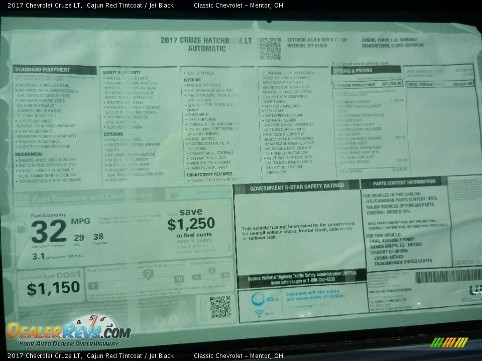 2017 Chevrolet Cruze LT Cajun Red Tintcoat / Jet Black Photo #6