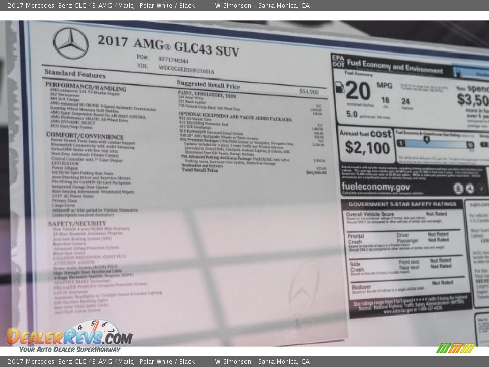 2017 Mercedes-Benz GLC 43 AMG 4Matic Polar White / Black Photo #11