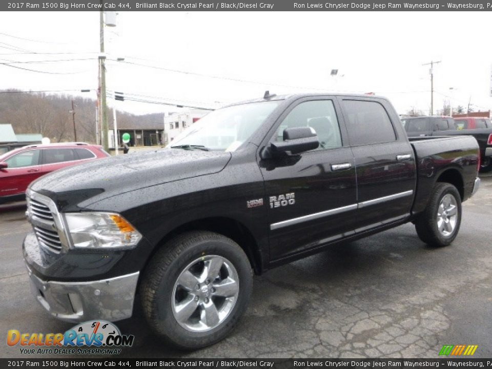 2017 Ram 1500 Big Horn Crew Cab 4x4 Brilliant Black Crystal Pearl / Black/Diesel Gray Photo #1