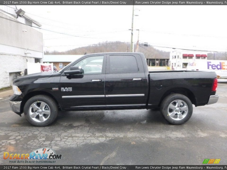 2017 Ram 1500 Big Horn Crew Cab 4x4 Brilliant Black Crystal Pearl / Black/Diesel Gray Photo #3