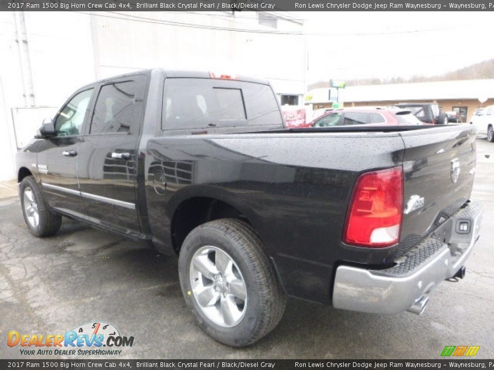 2017 Ram 1500 Big Horn Crew Cab 4x4 Brilliant Black Crystal Pearl / Black/Diesel Gray Photo #4