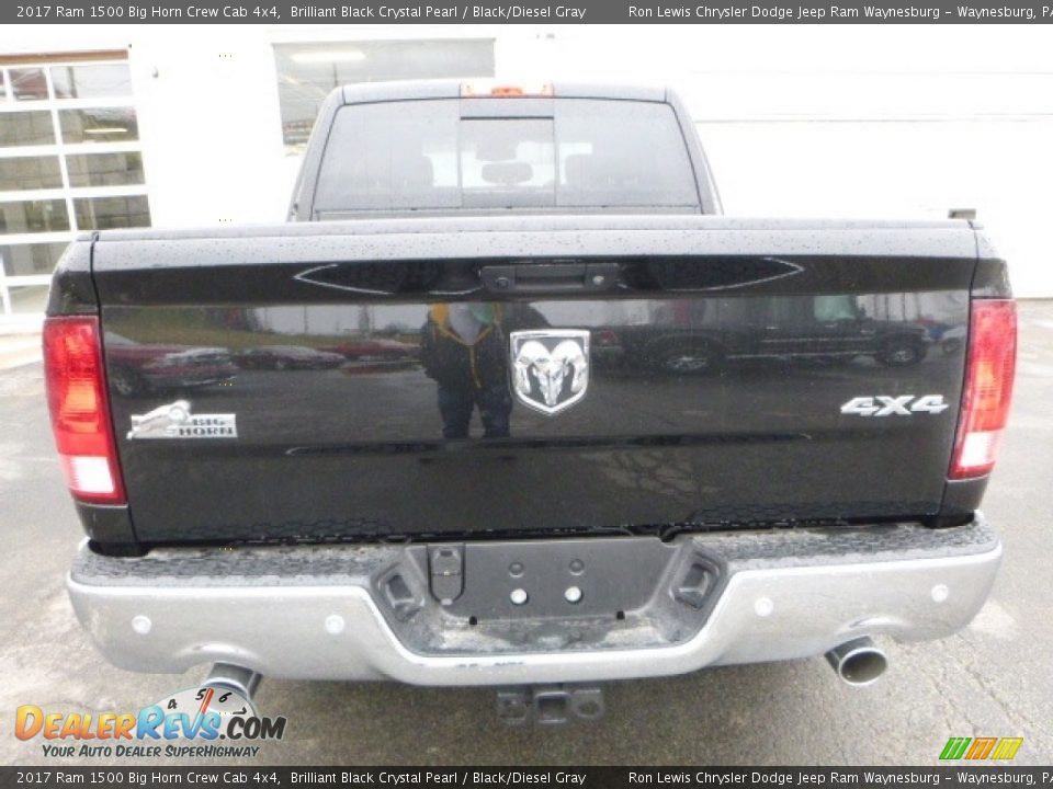 2017 Ram 1500 Big Horn Crew Cab 4x4 Brilliant Black Crystal Pearl / Black/Diesel Gray Photo #5