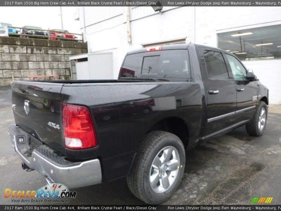 2017 Ram 1500 Big Horn Crew Cab 4x4 Brilliant Black Crystal Pearl / Black/Diesel Gray Photo #6