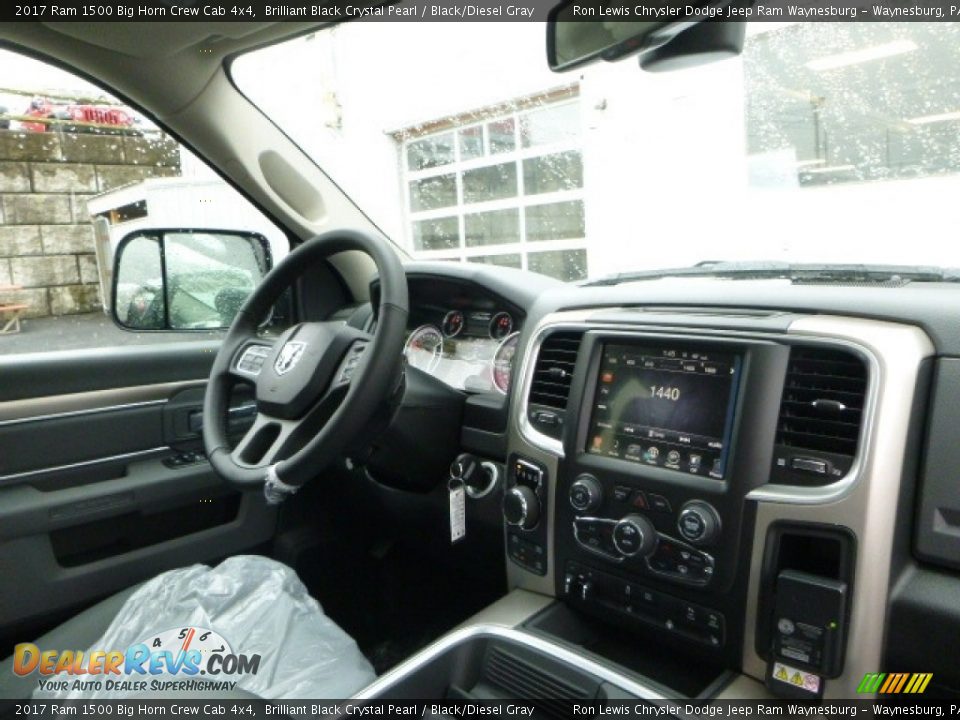 2017 Ram 1500 Big Horn Crew Cab 4x4 Brilliant Black Crystal Pearl / Black/Diesel Gray Photo #13