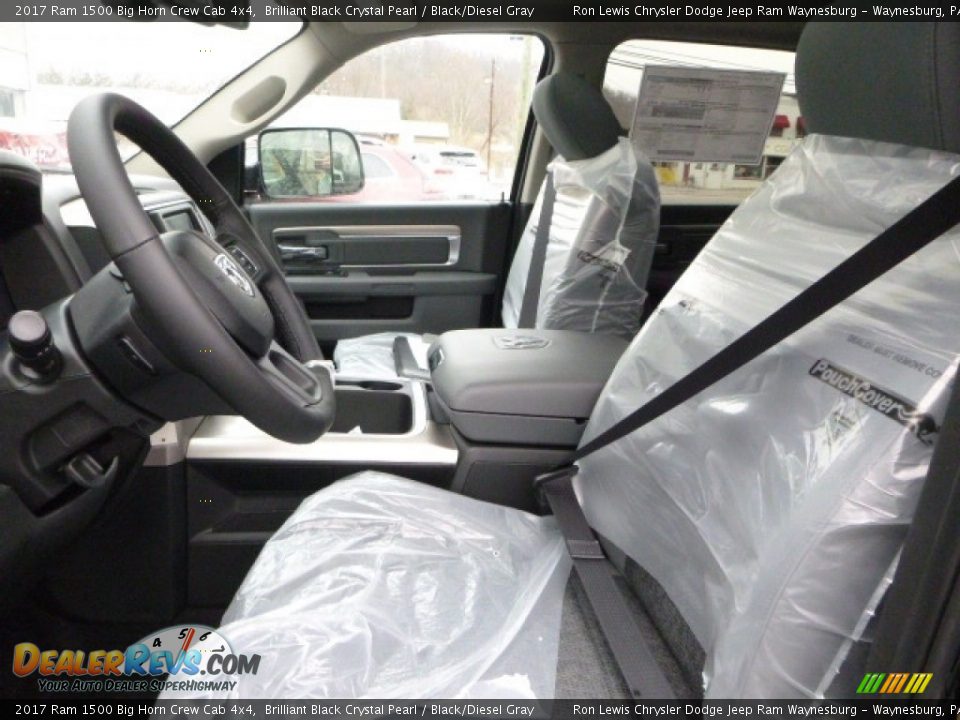 2017 Ram 1500 Big Horn Crew Cab 4x4 Brilliant Black Crystal Pearl / Black/Diesel Gray Photo #15
