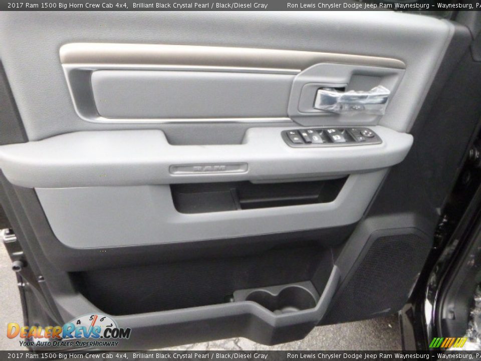 2017 Ram 1500 Big Horn Crew Cab 4x4 Brilliant Black Crystal Pearl / Black/Diesel Gray Photo #16