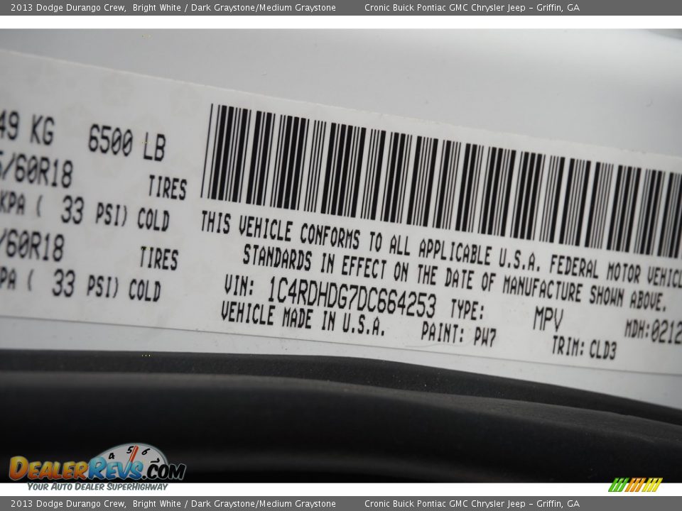 2013 Dodge Durango Crew Bright White / Dark Graystone/Medium Graystone Photo #28