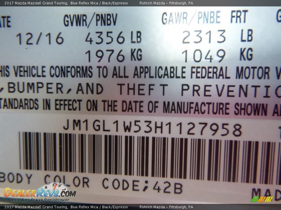 2017 Mazda Mazda6 Grand Touring Blue Reflex Mica / Black/Espresso Photo #10