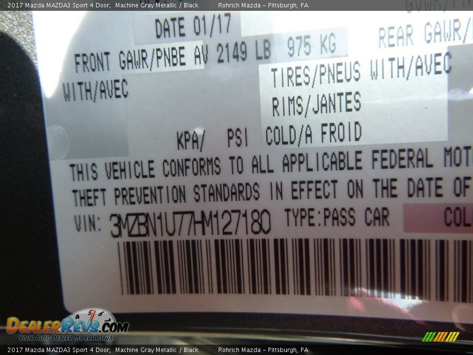 2017 Mazda MAZDA3 Sport 4 Door Machine Gray Metallic / Black Photo #10