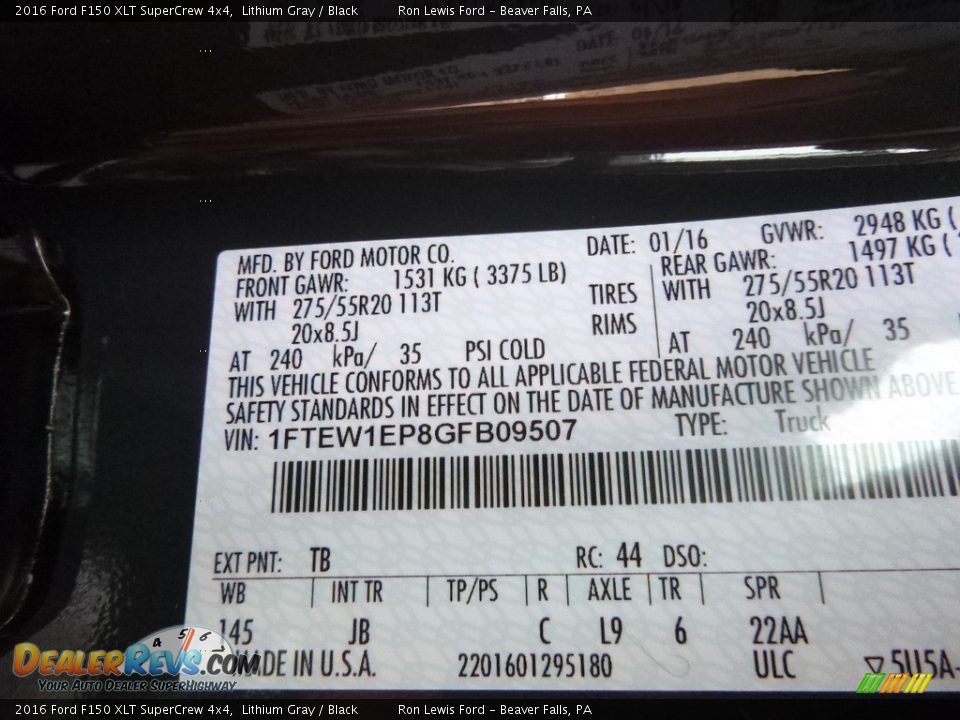 2016 Ford F150 XLT SuperCrew 4x4 Lithium Gray / Black Photo #15