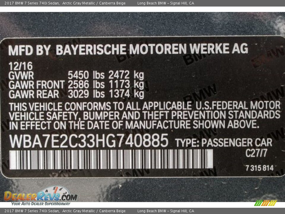 2017 BMW 7 Series 740i Sedan Arctic Gray Metallic / Canberra Beige Photo #10
