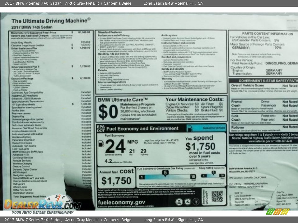 2017 BMW 7 Series 740i Sedan Arctic Gray Metallic / Canberra Beige Photo #11