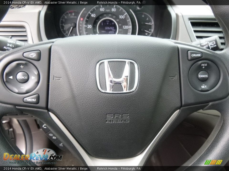 2014 Honda CR-V EX AWD Alabaster Silver Metallic / Beige Photo #22