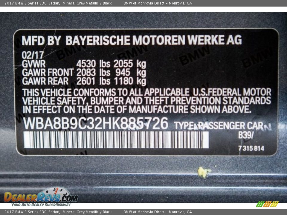 2017 BMW 3 Series 330i Sedan Mineral Grey Metallic / Black Photo #11