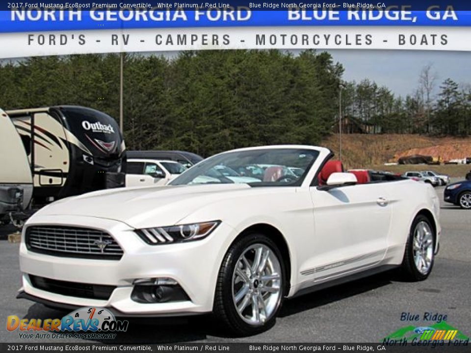 2017 Ford Mustang EcoBoost Premium Convertible White Platinum / Red Line Photo #1