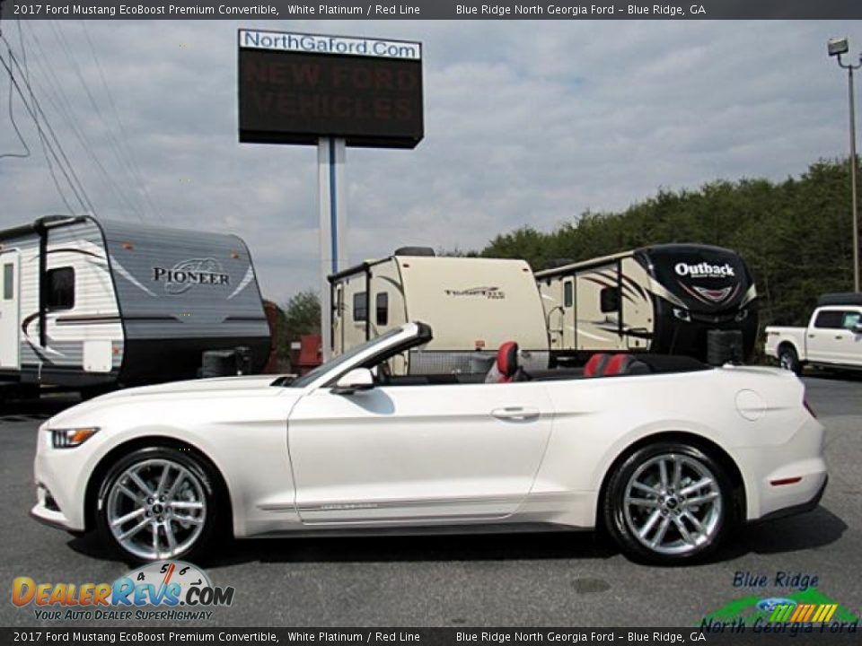 2017 Ford Mustang EcoBoost Premium Convertible White Platinum / Red Line Photo #2