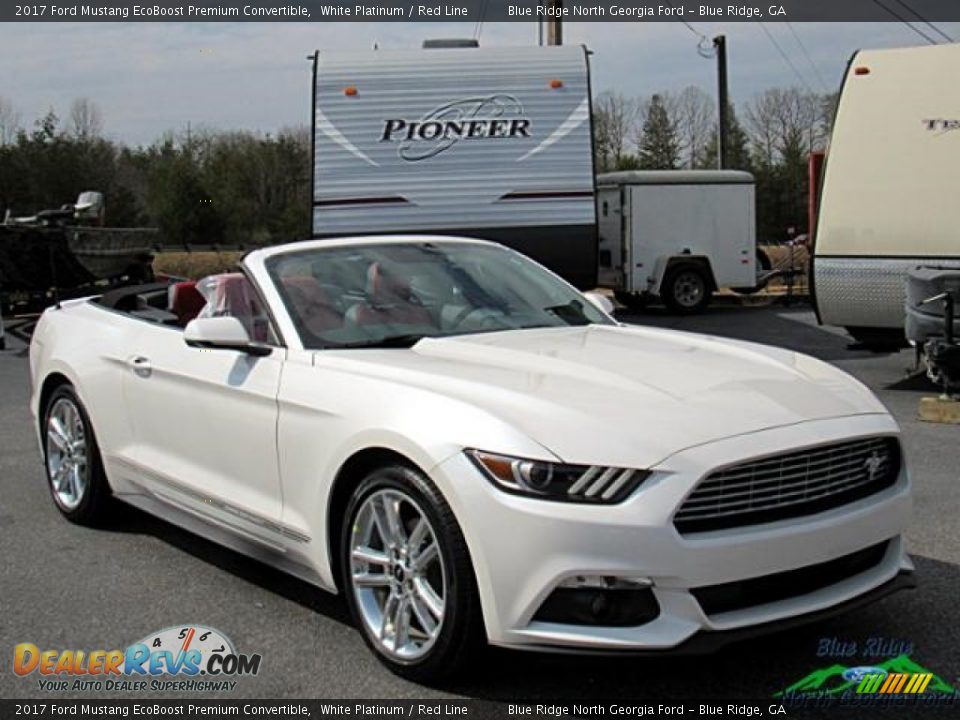 2017 Ford Mustang EcoBoost Premium Convertible White Platinum / Red Line Photo #8