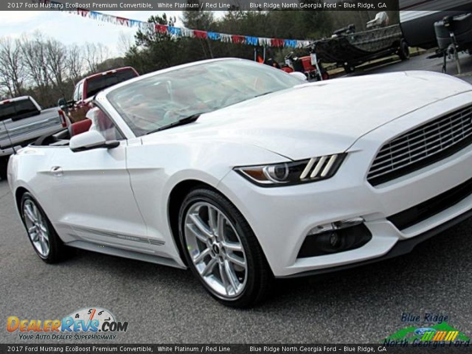 2017 Ford Mustang EcoBoost Premium Convertible White Platinum / Red Line Photo #31
