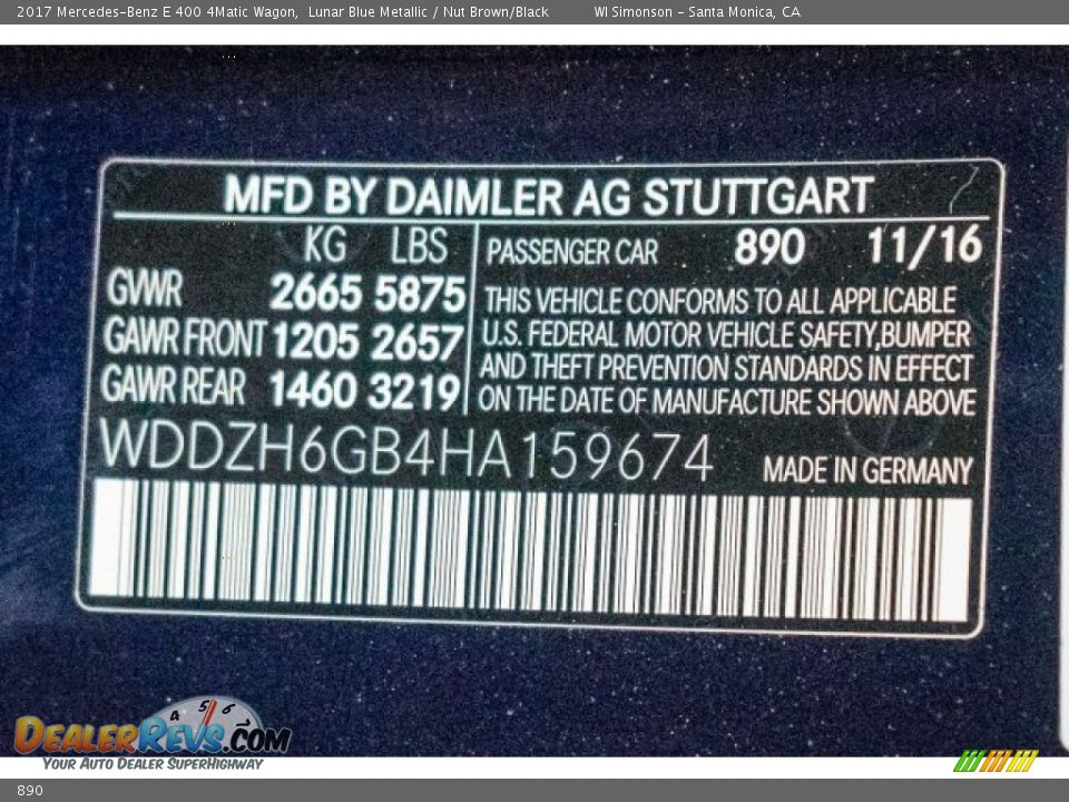 Mercedes-Benz Color Code 890 Lunar Blue Metallic