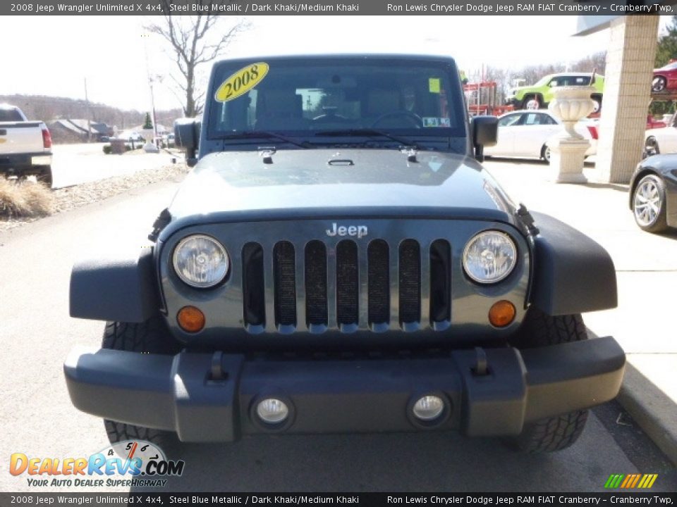 2008 Jeep Wrangler Unlimited X 4x4 Steel Blue Metallic / Dark Khaki/Medium Khaki Photo #4