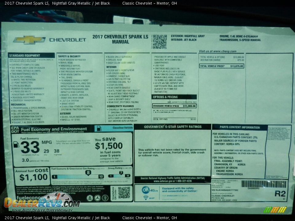 2017 Chevrolet Spark LS Nightfall Gray Metallic / Jet Black Photo #6