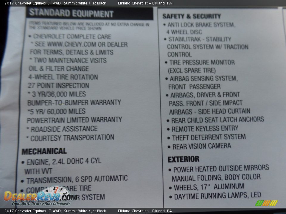 2017 Chevrolet Equinox LT AWD Summit White / Jet Black Photo #12