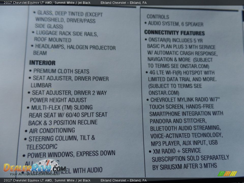 2017 Chevrolet Equinox LT AWD Summit White / Jet Black Photo #13