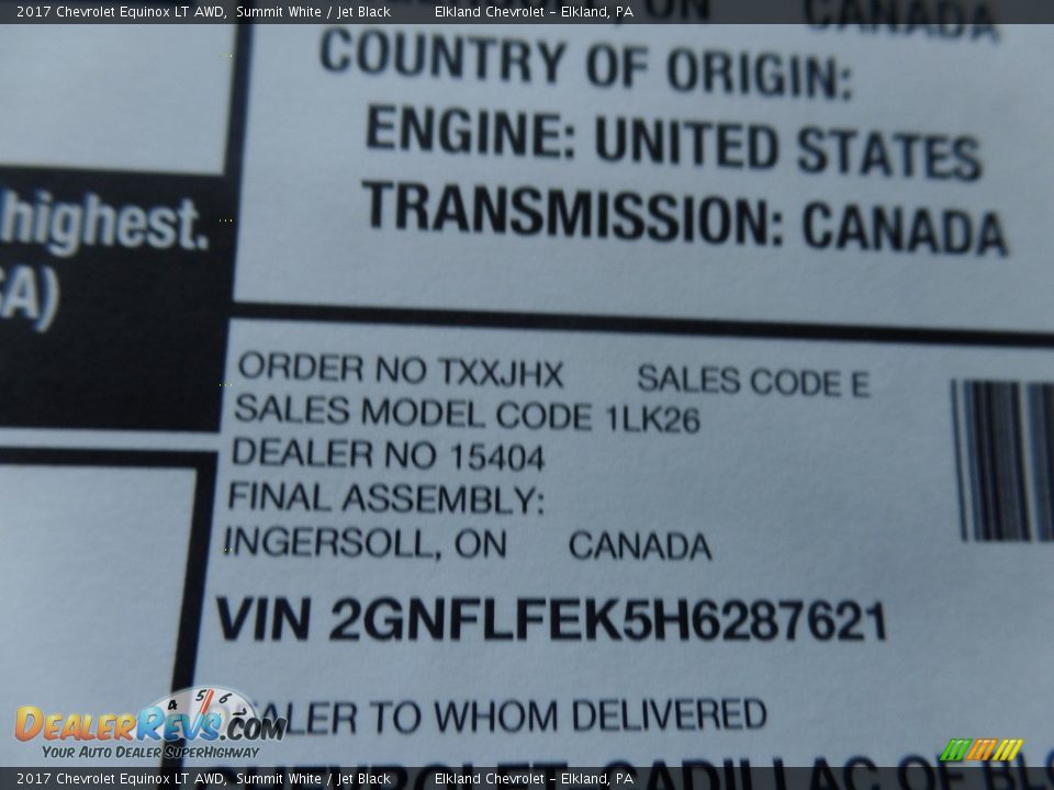 2017 Chevrolet Equinox LT AWD Summit White / Jet Black Photo #15