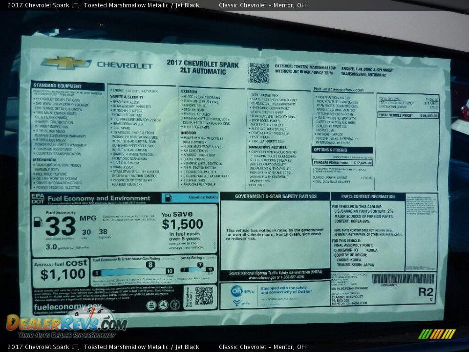 2017 Chevrolet Spark LT Toasted Marshmallow Metallic / Jet Black Photo #6