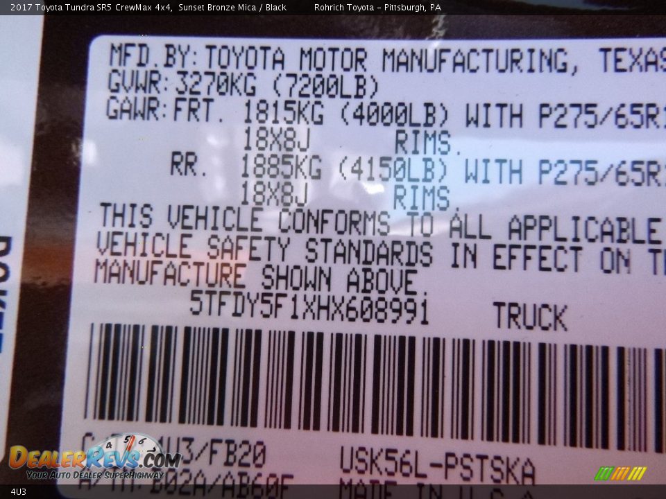 Toyota Color Code 4U3 Sunset Bronze Mica