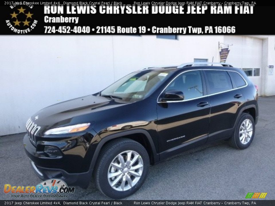 2017 Jeep Cherokee Limited 4x4 Diamond Black Crystal Pearl / Black Photo #1