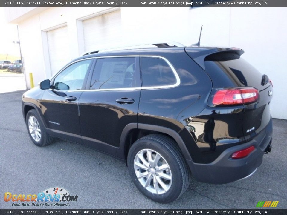 2017 Jeep Cherokee Limited 4x4 Diamond Black Crystal Pearl / Black Photo #3