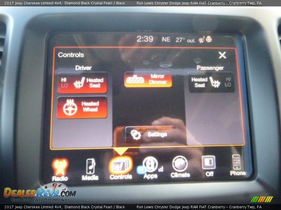 2017 Jeep Cherokee Limited 4x4 Diamond Black Crystal Pearl / Black Photo #17