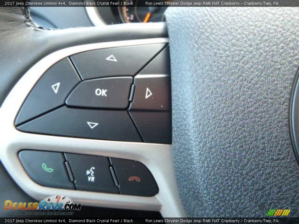 2017 Jeep Cherokee Limited 4x4 Diamond Black Crystal Pearl / Black Photo #20