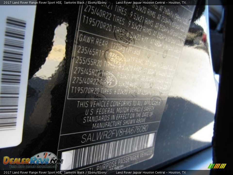 2017 Land Rover Range Rover Sport HSE Santorini Black / Ebony/Ebony Photo #22