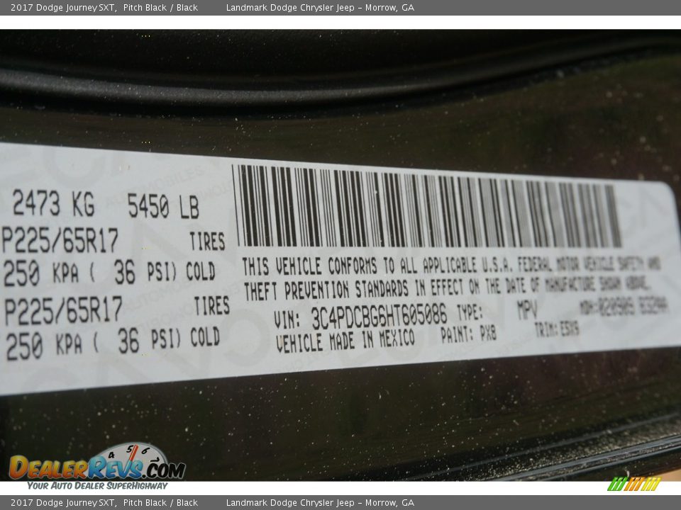 2017 Dodge Journey SXT Pitch Black / Black Photo #9