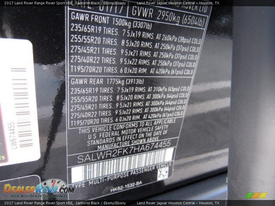 2017 Land Rover Range Rover Sport HSE Santorini Black / Ebony/Ebony Photo #22