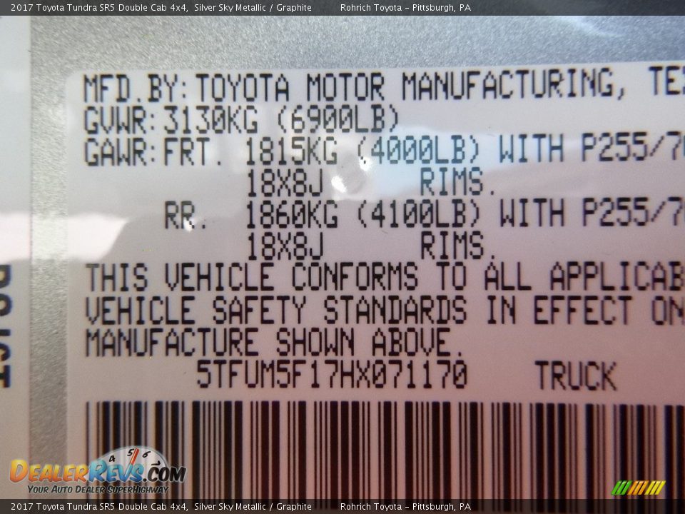 2017 Toyota Tundra SR5 Double Cab 4x4 Silver Sky Metallic / Graphite Photo #10