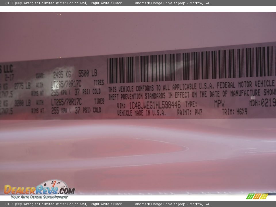 2017 Jeep Wrangler Unlimited Winter Edition 4x4 Bright White / Black Photo #9