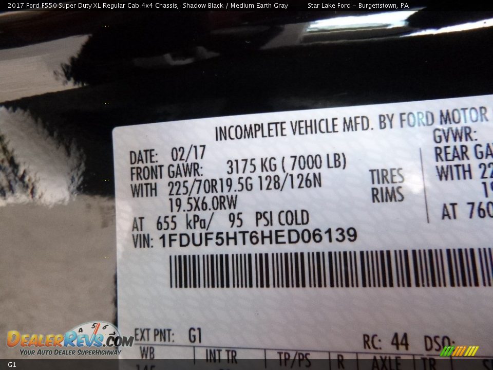 Ford Color Code G1 Shadow Black