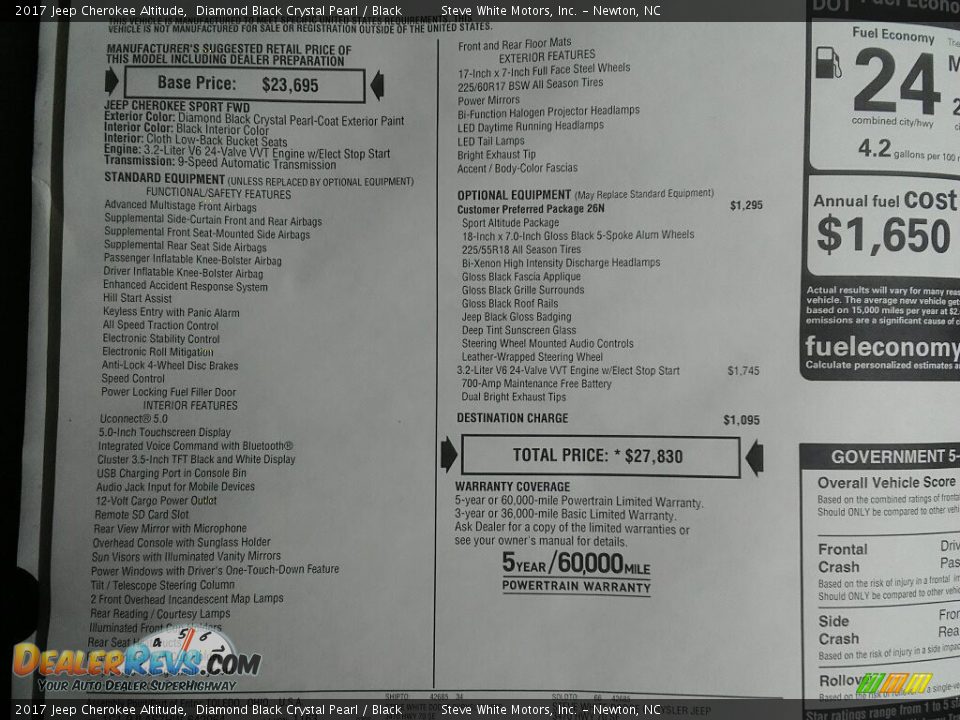 2017 Jeep Cherokee Altitude Window Sticker Photo #21