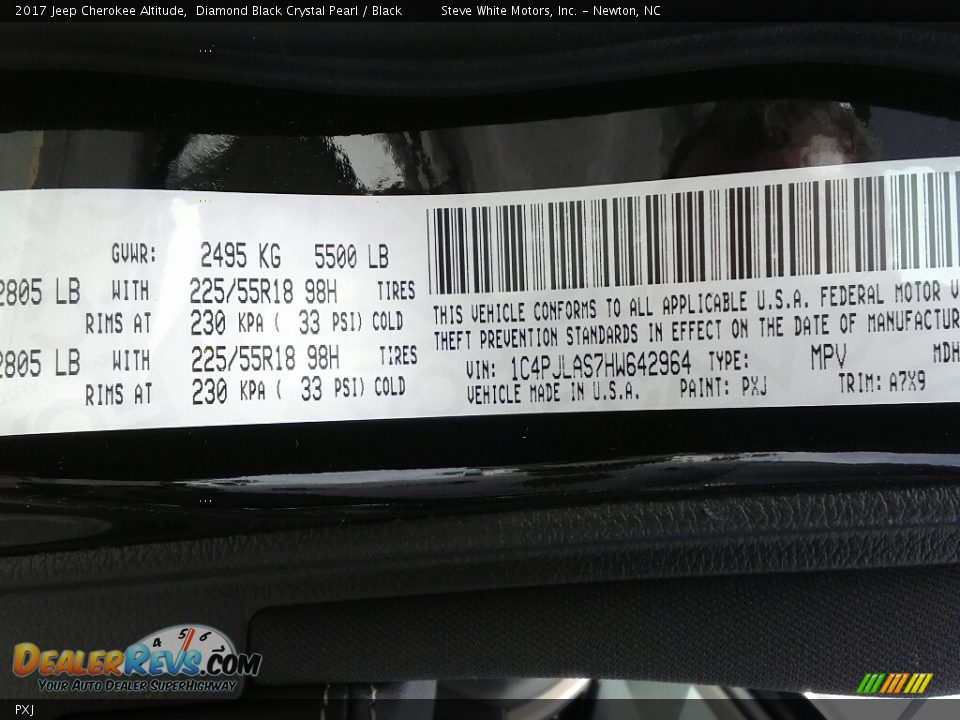 Jeep Color Code PXJ Diamond Black Crystal Pearl