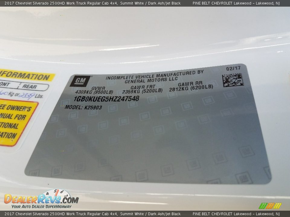 2017 Chevrolet Silverado 2500HD Work Truck Regular Cab 4x4 Summit White / Dark Ash/Jet Black Photo #9