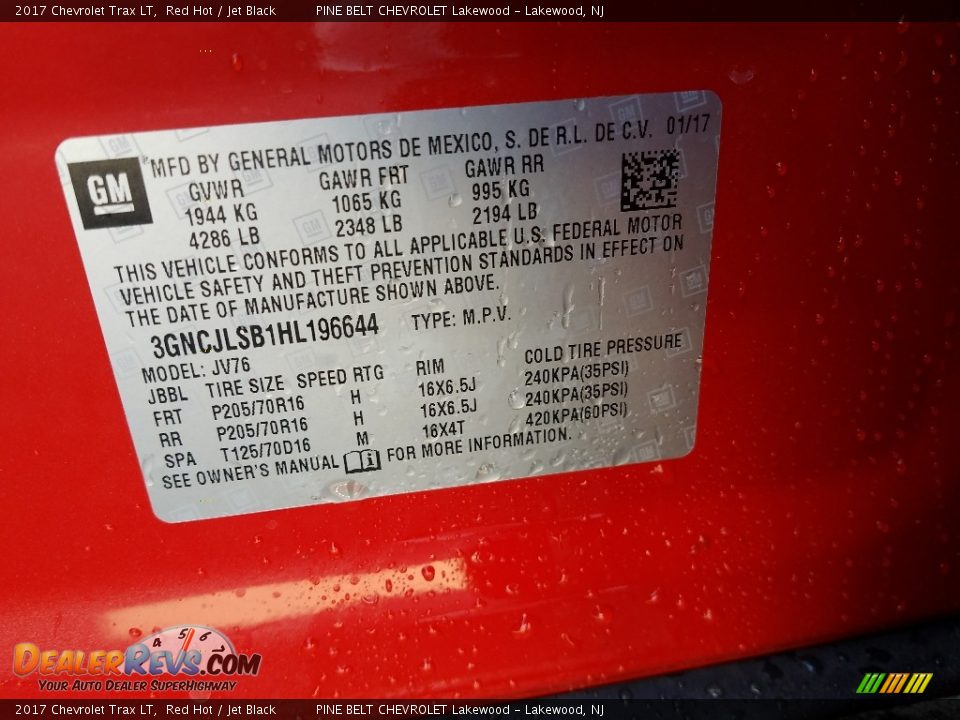 2017 Chevrolet Trax LT Red Hot / Jet Black Photo #9