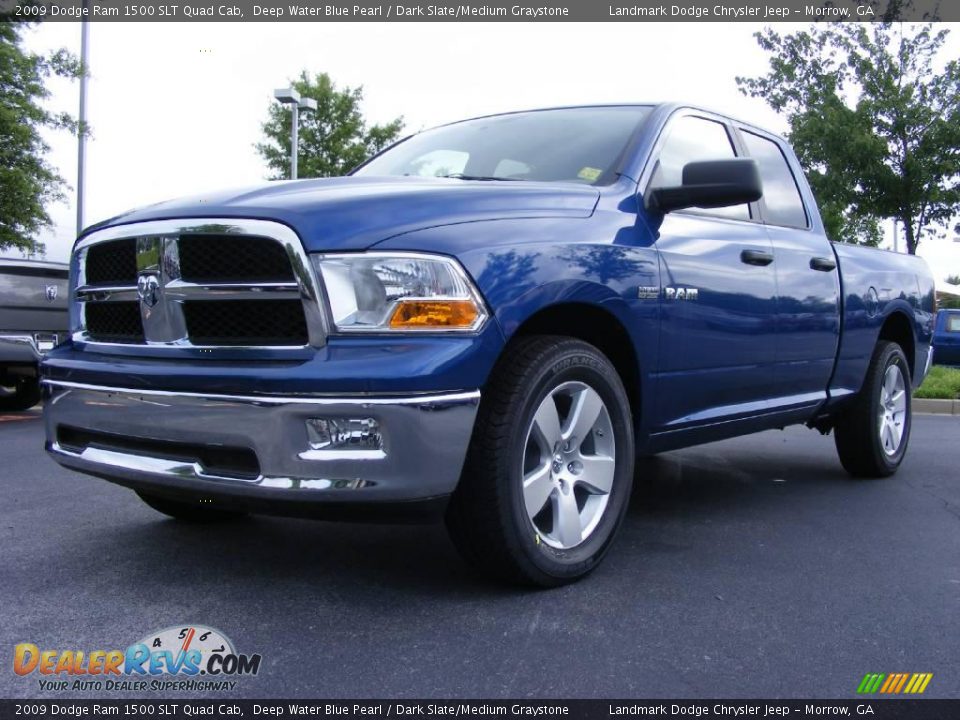 2009 Dodge Ram 1500 SLT Quad Cab Deep Water Blue Pearl / Dark Slate/Medium Graystone Photo #1