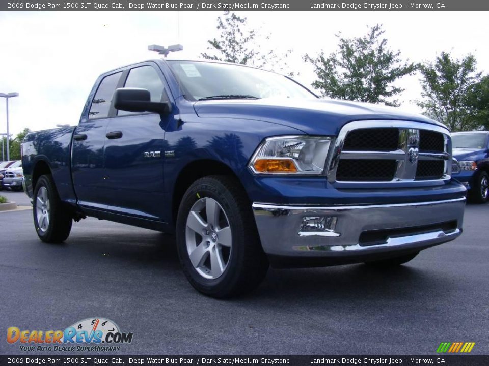 2009 Dodge Ram 1500 SLT Quad Cab Deep Water Blue Pearl / Dark Slate/Medium Graystone Photo #4