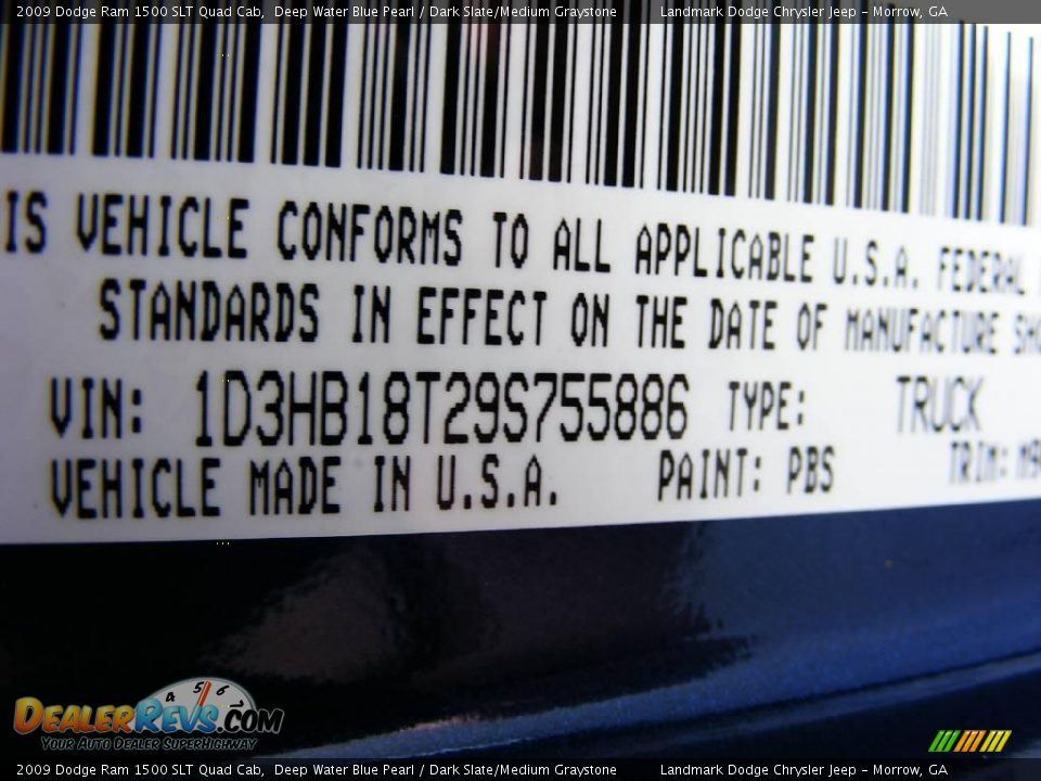 2009 Dodge Ram 1500 SLT Quad Cab Deep Water Blue Pearl / Dark Slate/Medium Graystone Photo #13