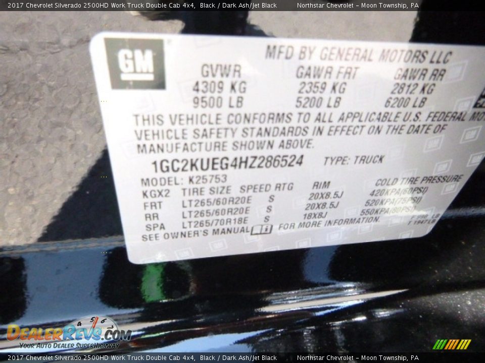 2017 Chevrolet Silverado 2500HD Work Truck Double Cab 4x4 Black / Dark Ash/Jet Black Photo #16